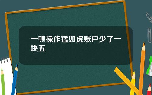 一顿操作猛如虎账户少了一块五