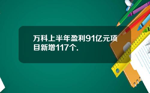 万科上半年盈利91亿元项目新增117个.