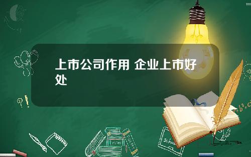 上市公司作用 企业上市好处