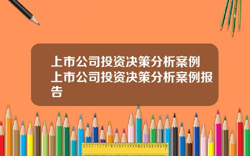 上市公司投资决策分析案例上市公司投资决策分析案例报告