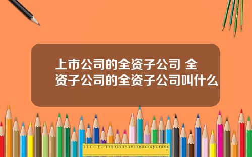 上市公司的全资子公司 全资子公司的全资子公司叫什么