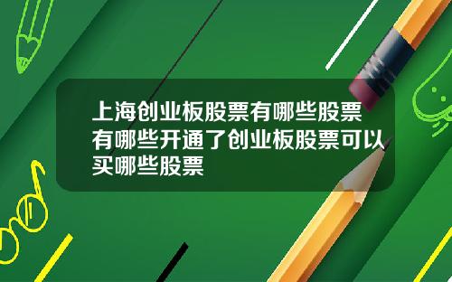 上海创业板股票有哪些股票有哪些开通了创业板股票可以买哪些股票