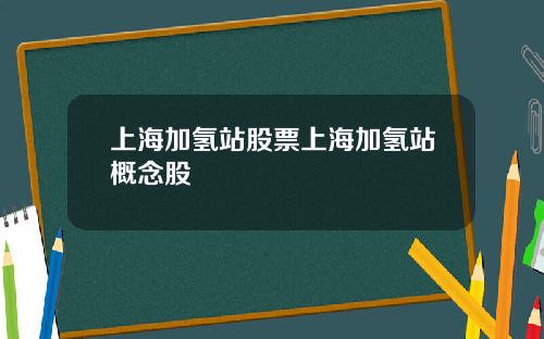 上海加氢站股票上海加氢站概念股