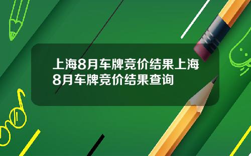 上海8月车牌竞价结果上海8月车牌竞价结果查询