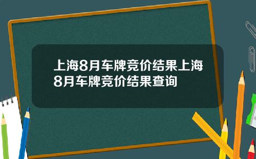 上海8月车牌竞价结果上海8月车牌竞价结果查询