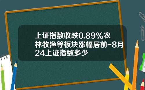 上证指数收跌0.89%农林牧渔等板块涨幅居前-8月24上证指数多少