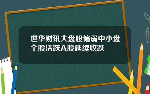 世华财讯大盘股偏弱中小盘个股活跃A股延续收跌