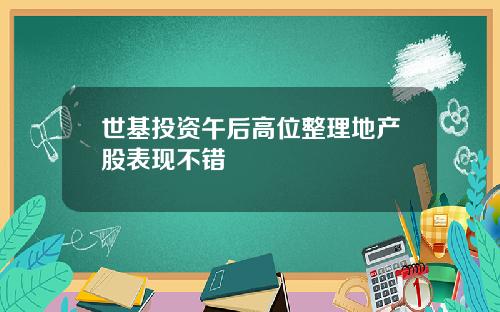 世基投资午后高位整理地产股表现不错