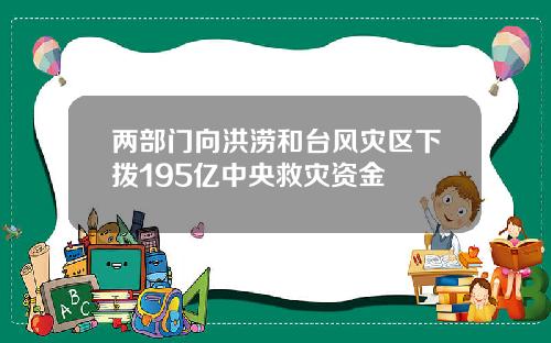 两部门向洪涝和台风灾区下拨195亿中央救灾资金