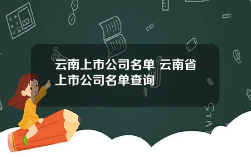 云南上市公司名单 云南省上市公司名单查询