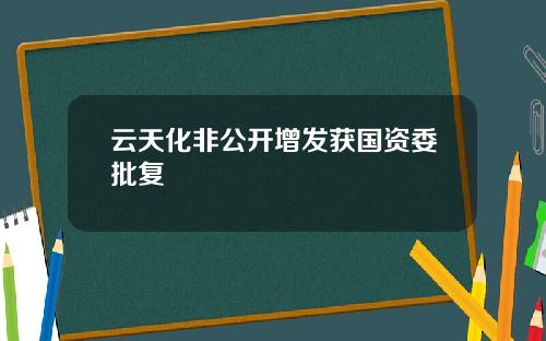 云天化非公开增发获国资委批复