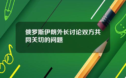 俄罗斯伊朗外长讨论双方共同关切的问题