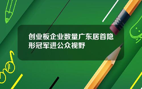 创业板企业数量广东居首隐形冠军进公众视野