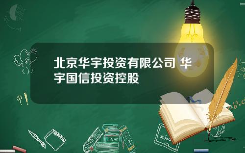 北京华宇投资有限公司 华宇国信投资控股