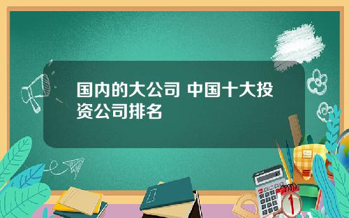 国内的大公司 中国十大投资公司排名