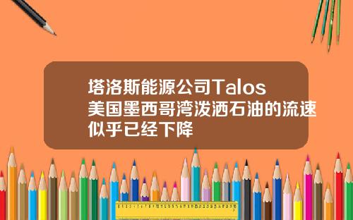 塔洛斯能源公司Talos美国墨西哥湾泼洒石油的流速似乎已经下降