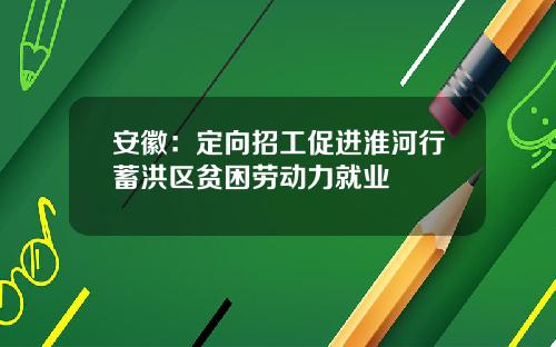 安徽：定向招工促进淮河行蓄洪区贫困劳动力就业