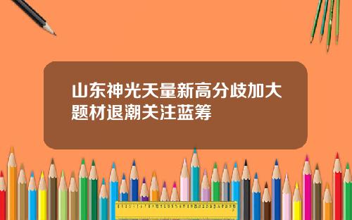 山东神光天量新高分歧加大题材退潮关注蓝筹