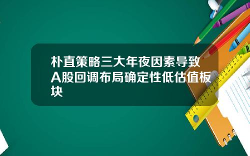 朴直策略三大年夜因素导致A股回调布局确定性低估值板块