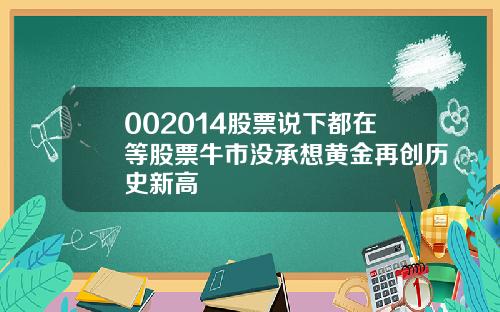 002014股票说下都在等股票牛市没承想黄金再创历史新高