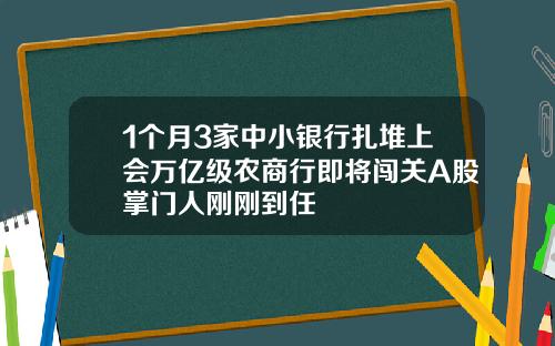 1个月3家中小银行扎堆上会万亿级农商行即将闯关A股掌门人刚刚到任