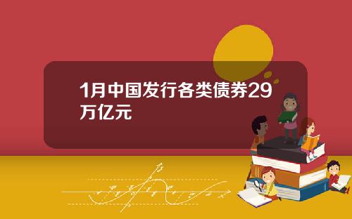 1月中国发行各类债券29万亿元