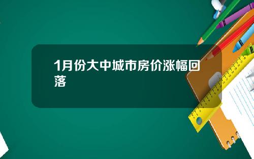 1月份大中城市房价涨幅回落