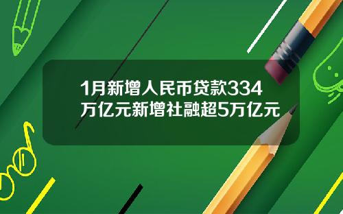 1月新增人民币贷款334万亿元新增社融超5万亿元