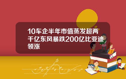 10车企半年市值蒸发超两千亿东风暴跌200亿比亚迪领涨