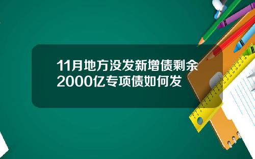 11月地方没发新增债剩余2000亿专项债如何发