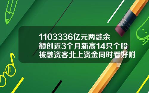 1103336亿元两融余额创近3个月新高14只个股被融资客北上资金同时看好附股