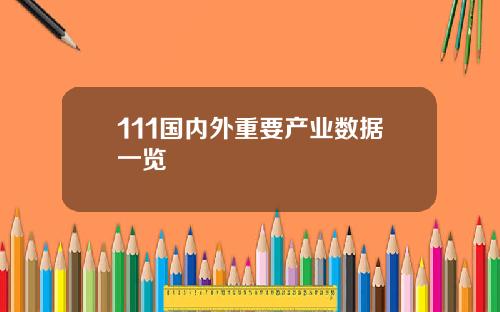 111国内外重要产业数据一览