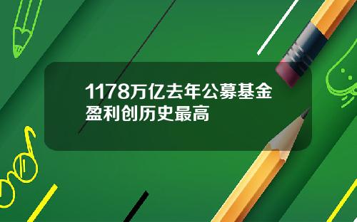 1178万亿去年公募基金盈利创历史最高