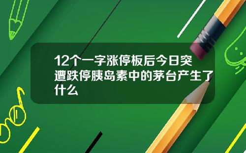 12个一字涨停板后今日突遭跌停胰岛素中的茅台产生了什么