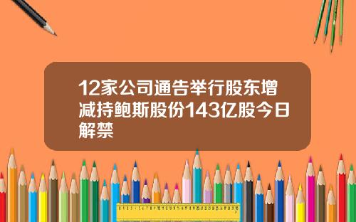 12家公司通告举行股东增减持鲍斯股份143亿股今日解禁