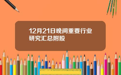 12月21日晚间重要行业研究汇总附股