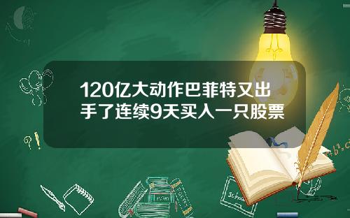 120亿大动作巴菲特又出手了连续9天买入一只股票