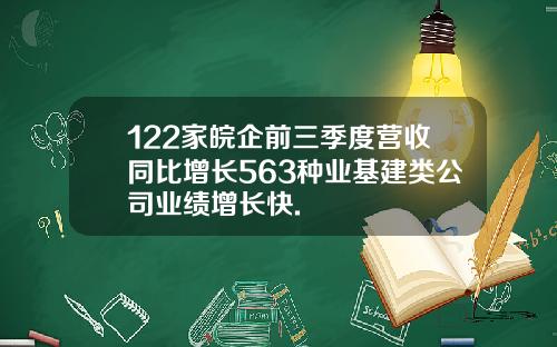 122家皖企前三季度营收同比增长563种业基建类公司业绩增长快.