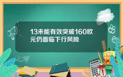 13未能有效突破160欧元仍面临下行风险