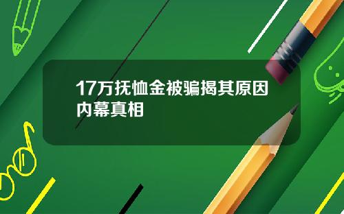 17万抚恤金被骗揭其原因内幕真相