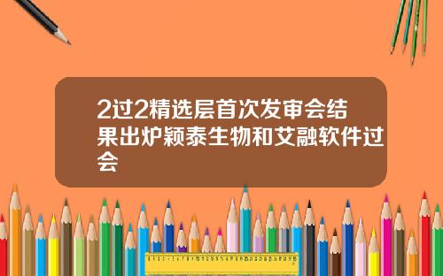 2过2精选层首次发审会结果出炉颖泰生物和艾融软件过会