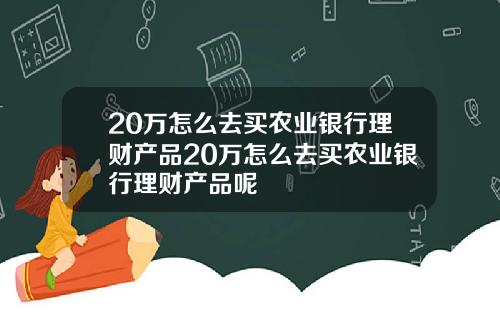 20万怎么去买农业银行理财产品20万怎么去买农业银行理财产品呢