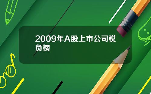 2009年A股上市公司税负榜