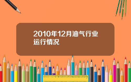 2010年12月油气行业运行情况