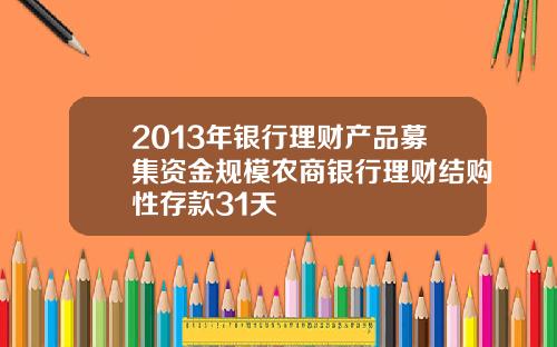 2013年银行理财产品募集资金规模农商银行理财结购性存款31天