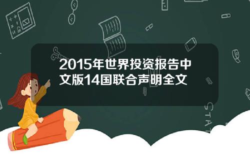 2015年世界投资报告中文版14国联合声明全文