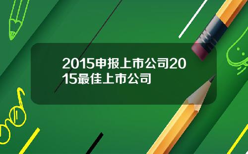 2015申报上市公司2015最佳上市公司