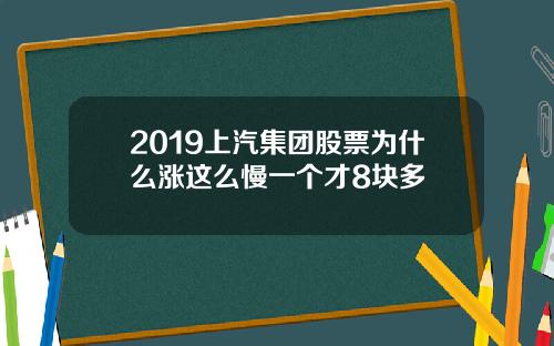 2019上汽集团股票为什么涨这么慢一个才8块多