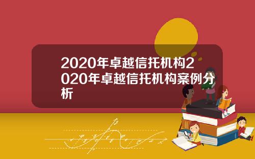 2020年卓越信托机构2020年卓越信托机构案例分析