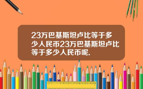 23万巴基斯坦卢比等于多少人民币23万巴基斯坦卢比等于多少人民币呢.